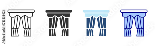 Curtain Icon Set. Designed In Multi Style
