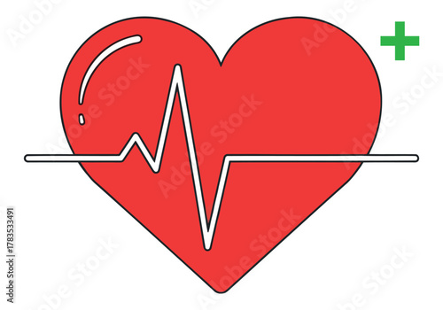 Healthy Heartbeat and Life Support Medical Symbol