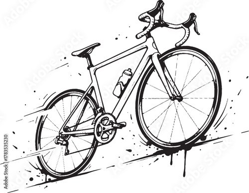 Dynamic Road Bike Sketch: Speed and Motion Line Art Illustration