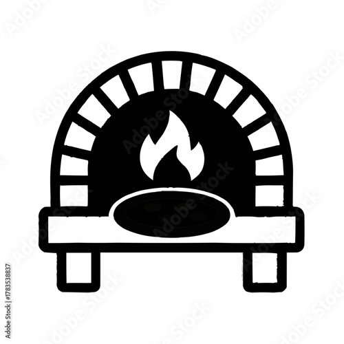 Artisan pizza oven with glowing flames and fresh dough ready for baking