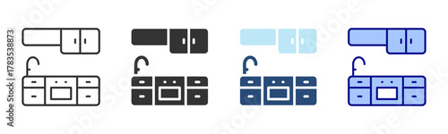 Kitchen Icon Set. Designed In Multi Style