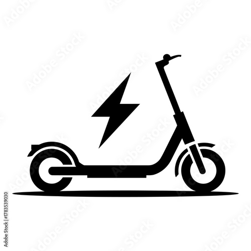 Electric scooter in charge symbol Icon Silhouette vector style on white background
