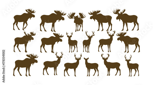 collection of moose and deer outlines

