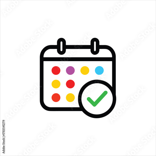 Colorful Calendar Schedule Icon with Check Mark
