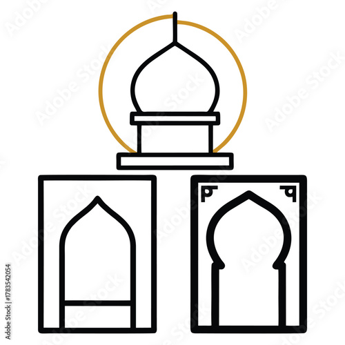 Islamic Architecture Icon Set Mosque Dome & Mihrab Logo