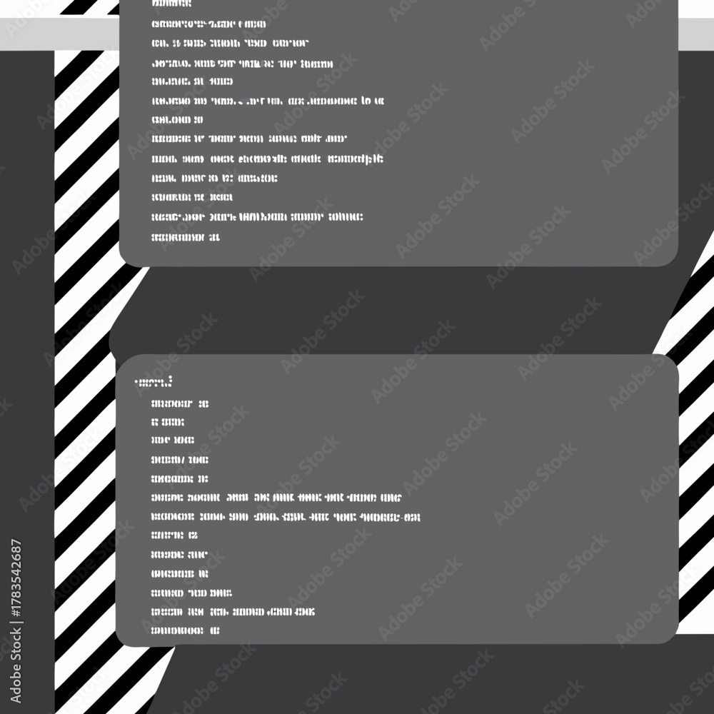 Fototapeta premium Black and white abstract layout with text and stripe design elements