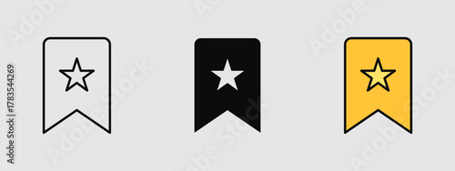 Minimal bookmark icon with a star, designed for favorites, saved items, highlights, and rating features in modern UI/UX layouts.