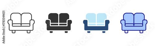 Sofa Icon Set. Designed In Multi Style