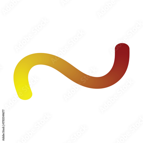 Curved gradient line blending yellow orange and red abstractly beautifully