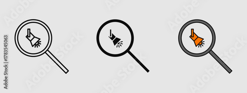 Minimal search light icon in outline, solid, and colored styles, ideal for discovery, scanning, spotlight, and modern UI/UX designs.