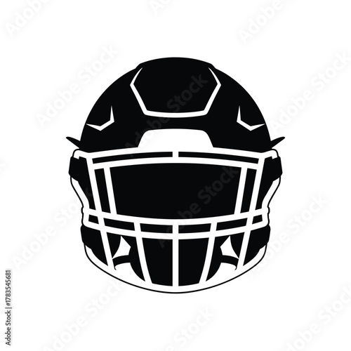 Black silhouette of an american football helmet with facemask