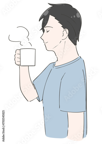 コーヒーを飲む男性のイラスト
