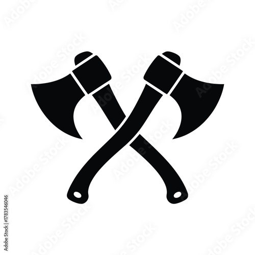 Two crossed black axes on a white background