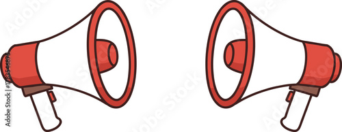 Cartoon megaphone vector, loudspeaker icon illustration, communication symbol design, announcement graphic element, debate concept art, cad drawing flat vector illustration