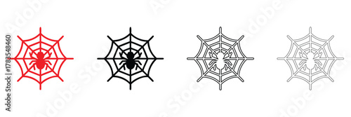 Spider web Icon vector set, spider net vector silhouette and line art