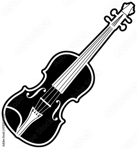 music illustration melody silhouette musical logo instrument icon orchestra outline viola classical acoustic play sound bow fiddle song wooden shape kids vector graphic background