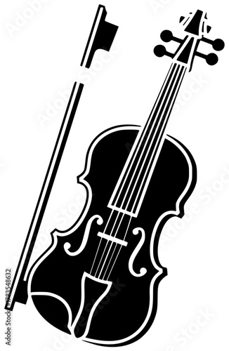 music illustration melody silhouette musical logo instrument icon orchestra outline viola classical acoustic play sound bow fiddle song wooden shape kids vector graphic background