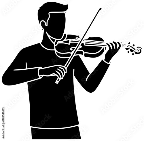 music illustration melody silhouette musical logo instrument icon orchestra outline viola classical acoustic play sound bow fiddle song wooden shape kids vector graphic background