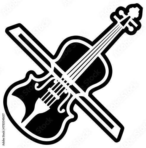 music illustration melody silhouette musical logo instrument icon orchestra outline viola classical acoustic play sound bow fiddle song wooden shape kids vector graphic background