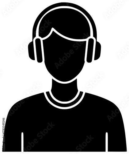 accessory illustration music silhouette technology logo sound icon audio outline headset modern equipment entertainment headphones device listen wireless stereo shape with vector graphic background