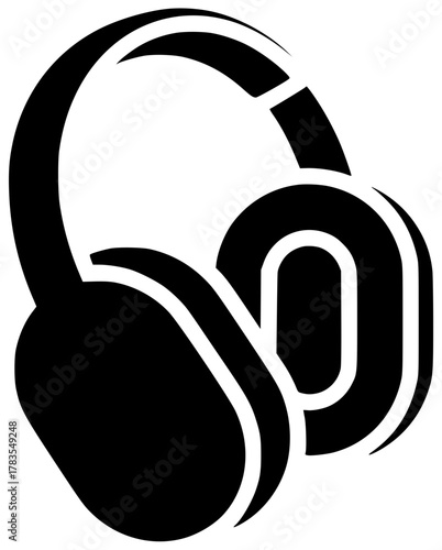 accessory illustration music silhouette technology logo sound icon audio outline headset modern equipment entertainment headphones device listen wireless stereo shape with vector graphic background