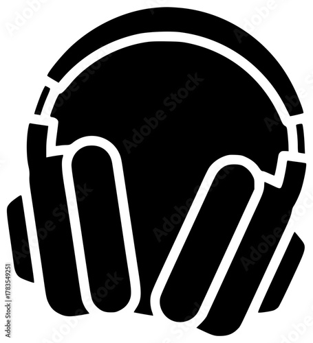 accessory illustration music silhouette technology logo sound icon audio outline headset modern equipment entertainment headphones device listen wireless stereo shape with vector graphic background