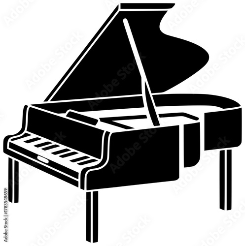 piano illustration music silhouette musical logo sound icon concert outline melody symbol classical art classic black note element song shape and vector graphic background