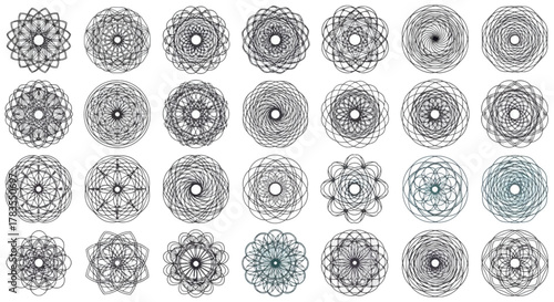 Geometric Spirograph Vector Set – Circular Line Art Pattern Collection with Abstract Mandala Designs