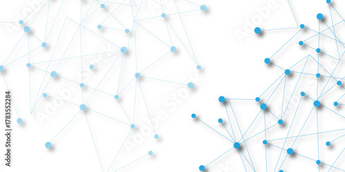 Technology abstract white digital background of connected dot with blue line .many squares and rectangle shapes .Internet connection network high digital technology with connecting points and