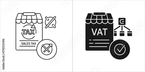 Sales tax and vat black glyph icon concept