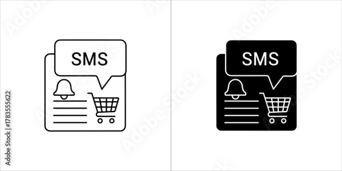 Sms notification glyph icon mobile marketing