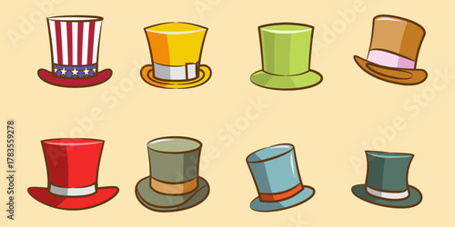Collection of Colorful Top Hats