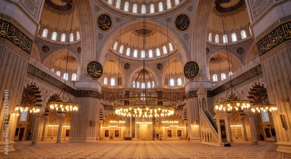 Obraz premium Interior view of the Yeni Cami mosque in Istanbul, Turkey.