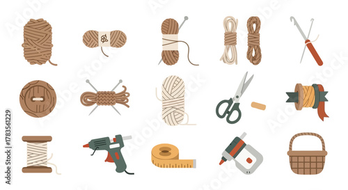 A diverse collection of crafting supplies for handmade projects.