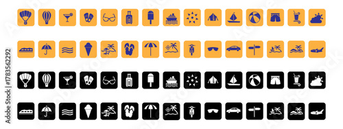 Travel icon vector illustration. Transport icons. Vacation and travel web icon set. Editable stroke.