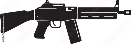 weapon Machine gun icon silhouette on white background 