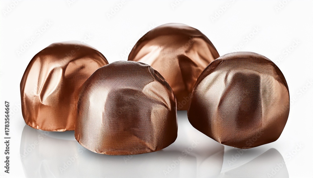 Obraz premium chocolate brown candy in glossy foil wrapper