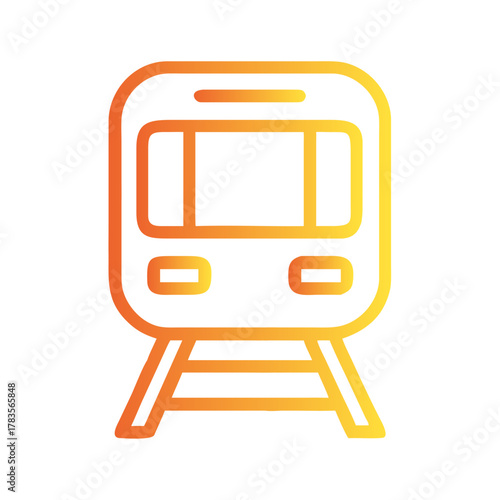 a flat gradient outline icon of a subway train for web and graphic design