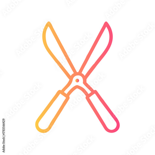 a flat gradient outline icon of garden shears for web and graphic design