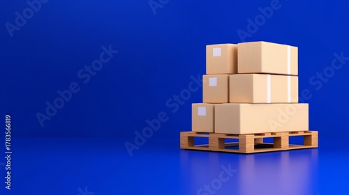 Simple icon of a shipping pallet with stacked boxes for bulk shipping and efficient cargo handling with clean lines