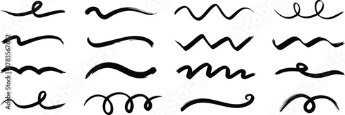 Collection of Black Artistic Swirls and Scribbles, Creative Strokes