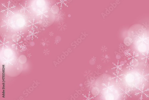Dreamy Pink Snowflake and Bokeh Holiday Background