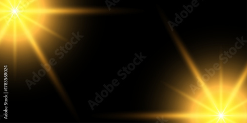 sunlight special lens flare light effect. light effect with golden glow, sparkles, and a magic halo. Bright Golden Light Burst isolated on a transparent background. Creating Stadium Atmosphere.