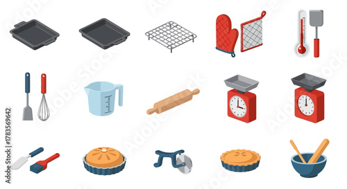 Collection of Baking Utensils and Tools for Kitchen Use.