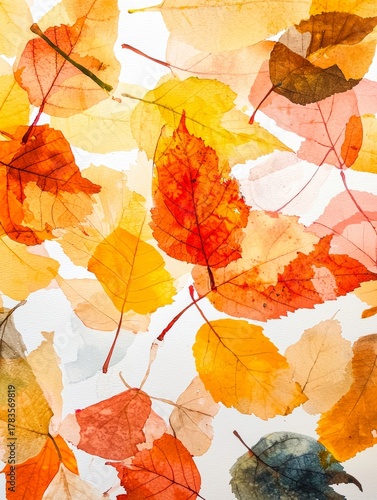 Translucent Autumn Leaves Background Pattern