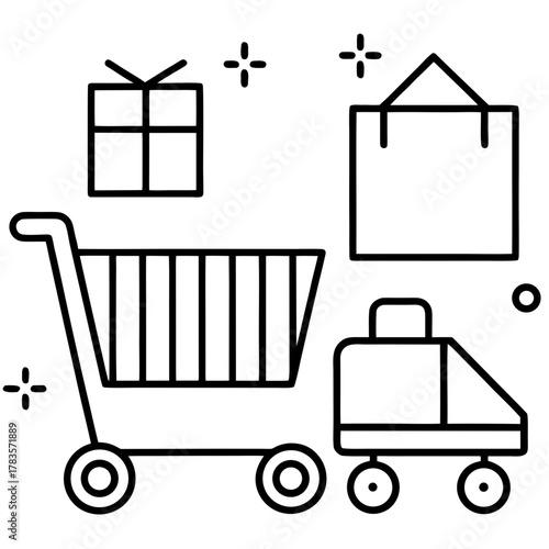 Shopping cart, gift box, shopping bag, and delivery car for online shopping