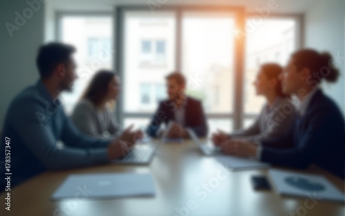 Wallpaper Mural Blurred business people meeting in modern office, teamwork and corporate collaboration concept. High quality. High quality Torontodigital.ca