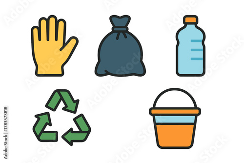 Essential symbols for waste management cleanup and environmental protection