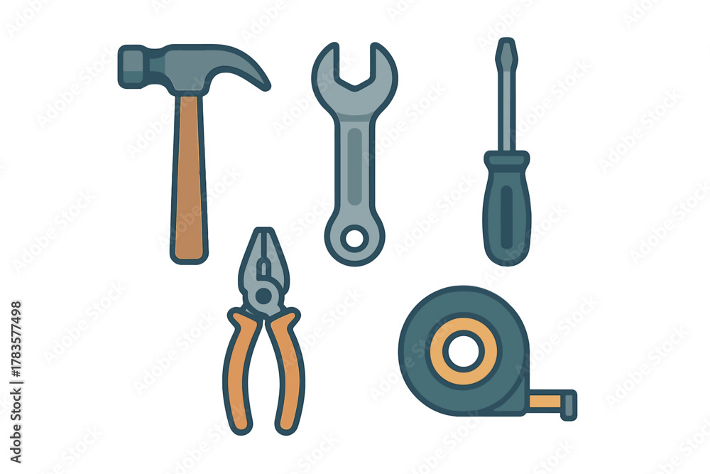 Fototapeta premium Collection of essential hand tools for home repair and construction work