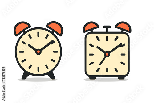 Collection of round and square alarm clock symbols